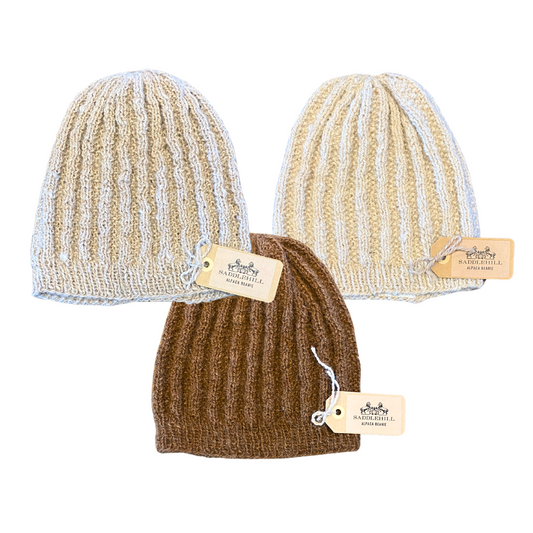 Alpaca fleece beanies in 3 colors options