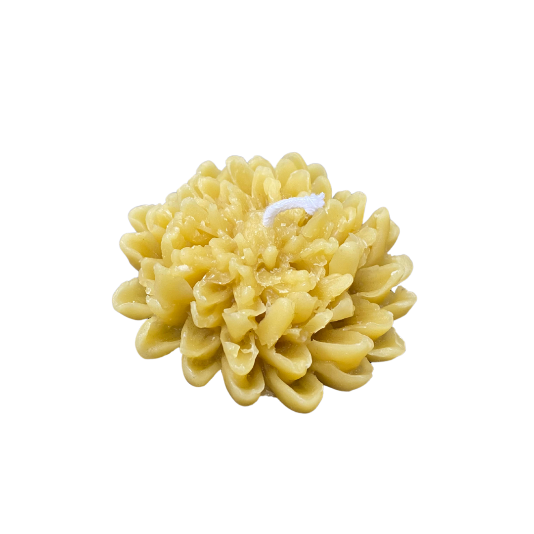 Flower shaped beeswax candle